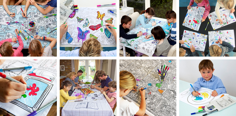 Colour-in placemats and tablecloths