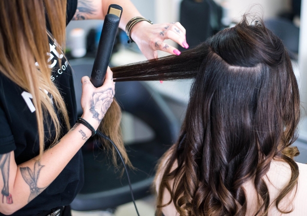 Hair being styled at Millimetre Salon Group