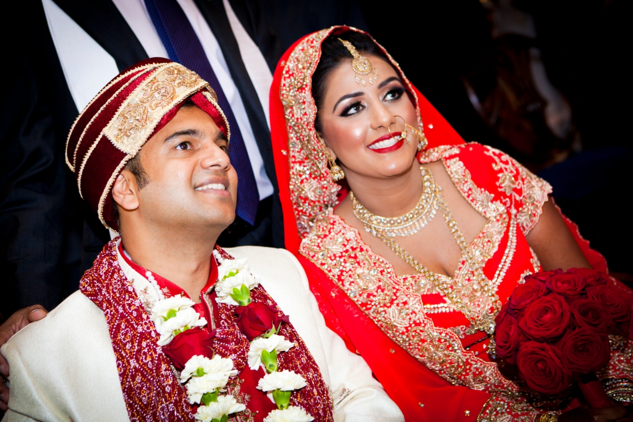 Couple dressed for a traditional Indian ceremony