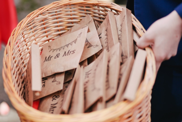 Mr and Mrs themed seed packets as sustainable wedding favours