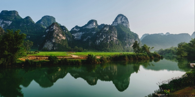 mountains and lake