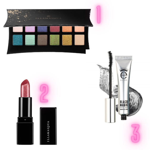 ILLAMASQUA BEYOND ARTISTRY PALETTE, ILLAMASQUA BEYOND LIPSTICK, EYEKO BLACK MAGIC MASCARA