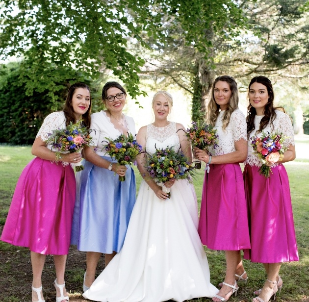 Colourful bridesmaids dresses