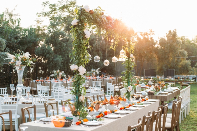 reception table set up outside