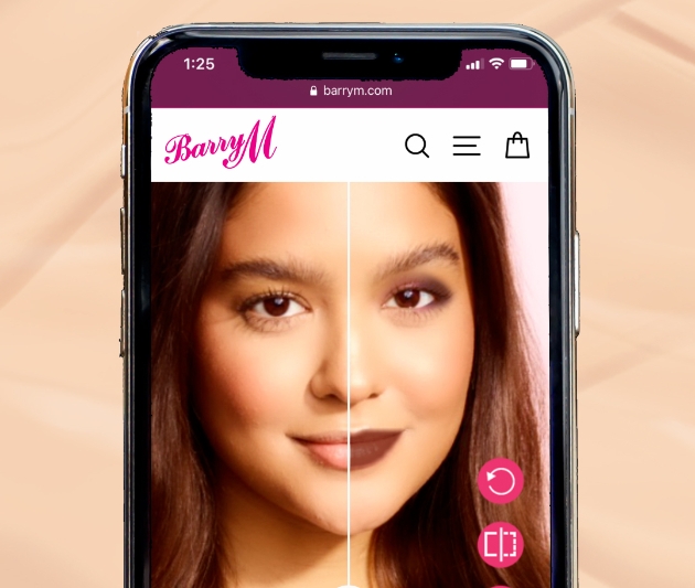 mobile phone screen showing the new barry m virtual try on tool