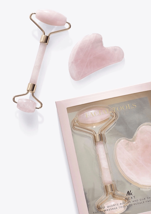 Set of 2 NX Rose Quartz Face Roler and Gua Sha Stone Set, £20