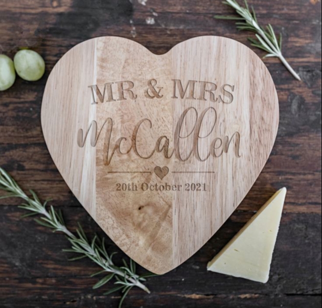 wooden heart cheese board