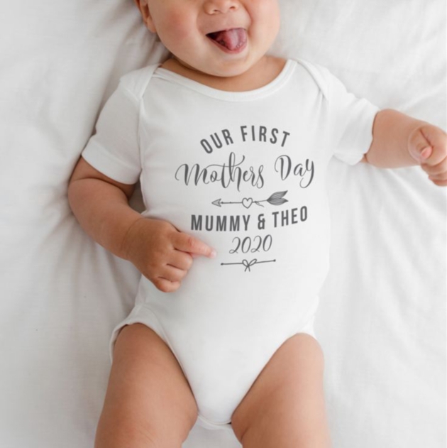 personalised white baby grow