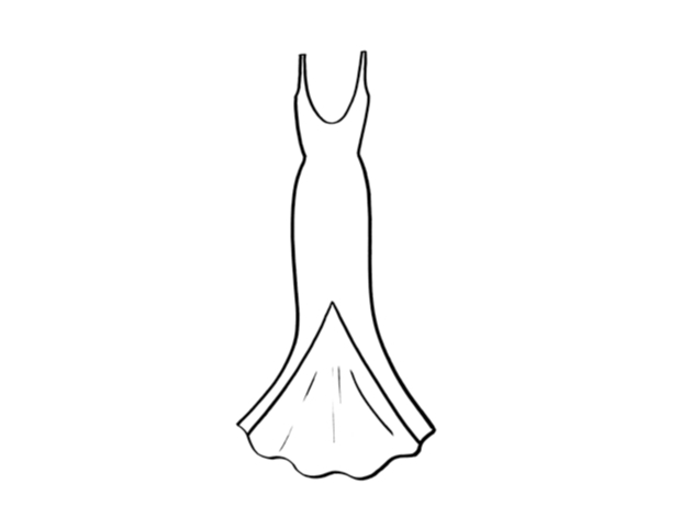 drawing of a fishtail gown