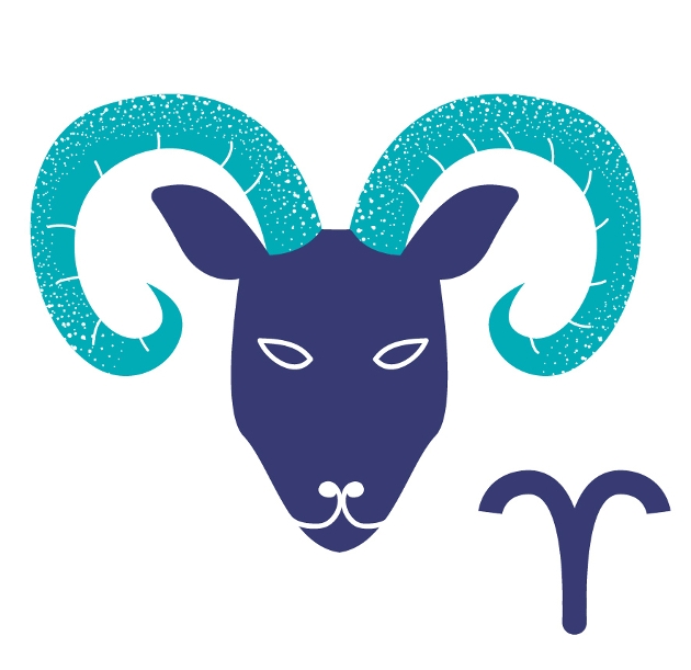 pastel coloured logo of Aries star sign a ram 