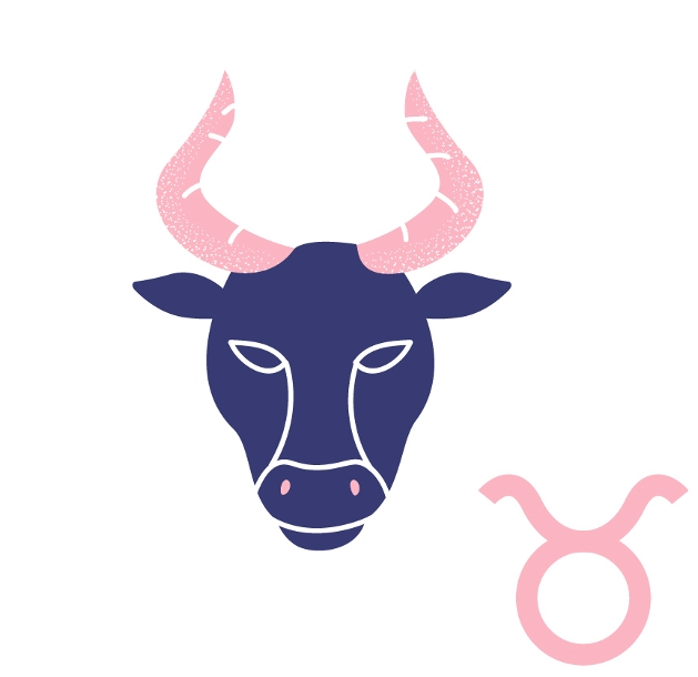 pastel coloured logo of Taurus star sign a bull