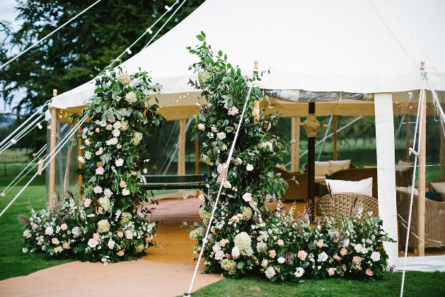 Marquee decorated with flowers