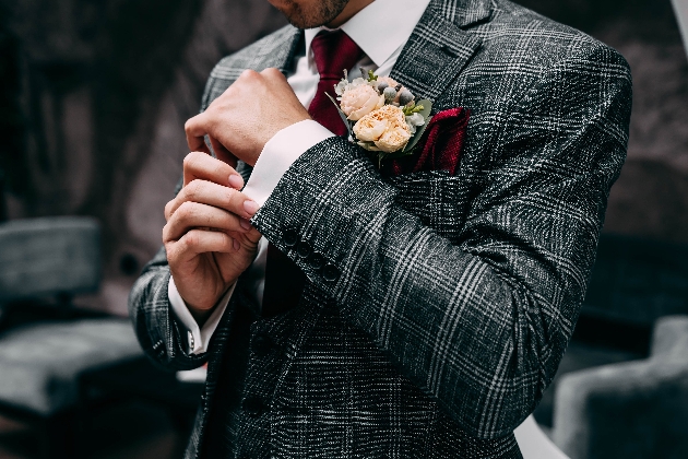 Checkered wedding suit