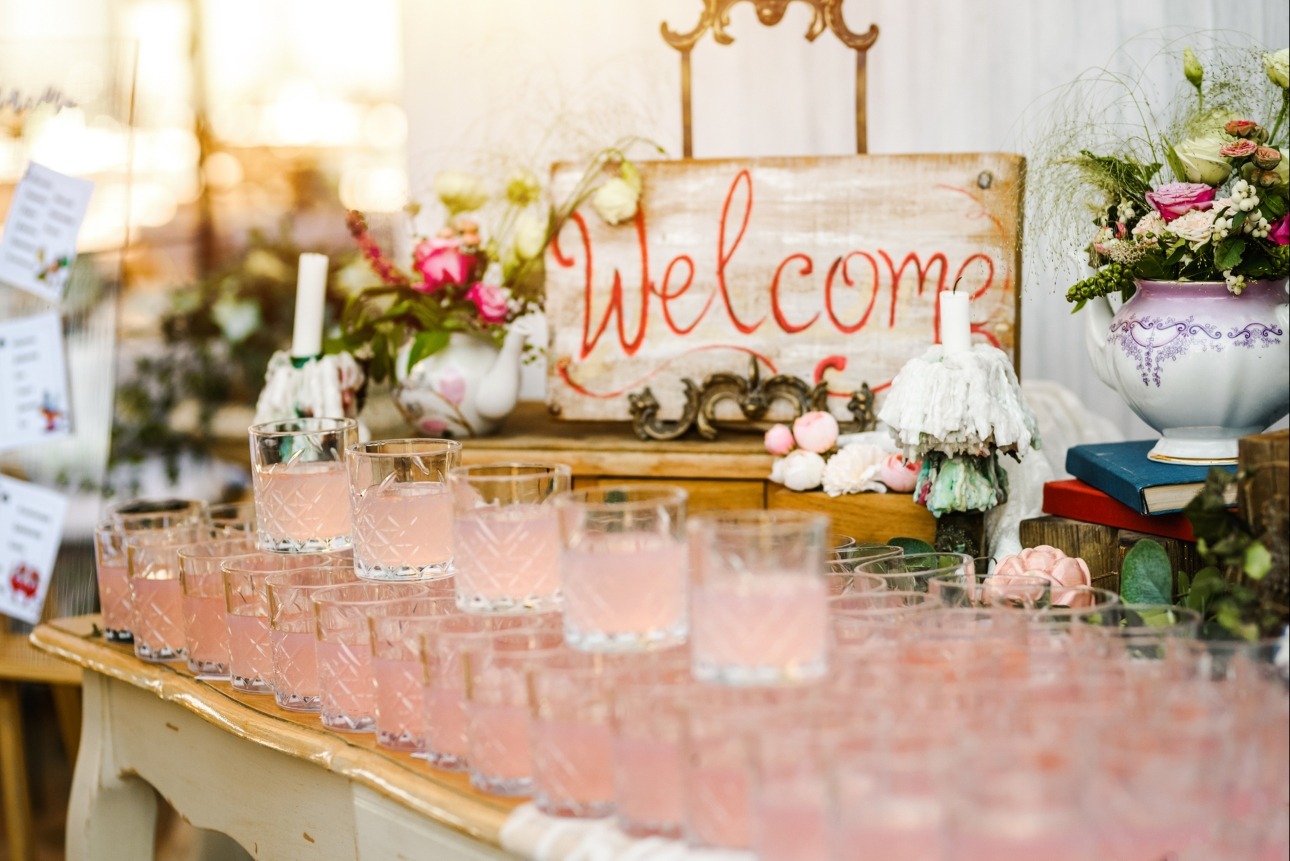 drinks station at a wedding 