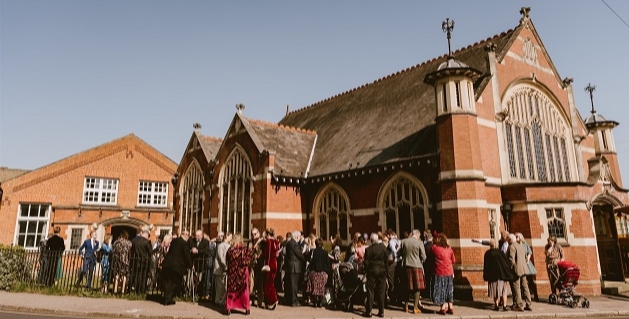 Outside church