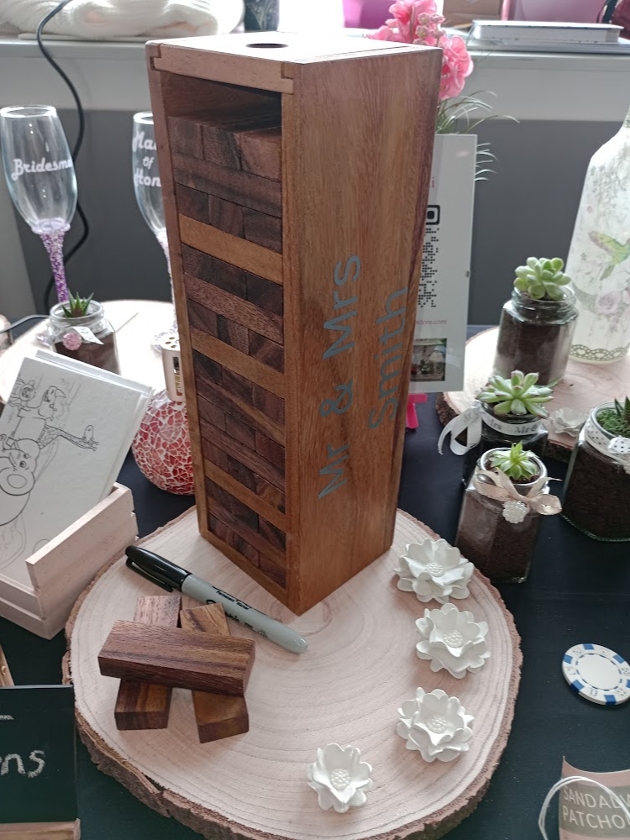 wooden jenga guestbook