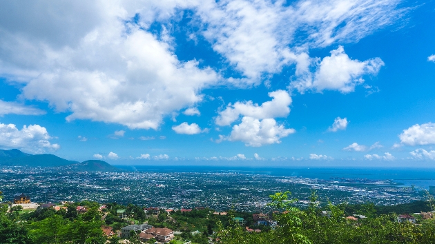 A sky view of the city of Kingston