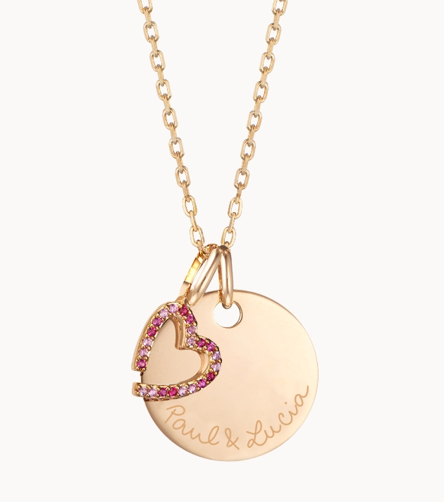 Gold pendant necklace from the Pink Collection by Merci Maman for Breast Cancer Awareness Month