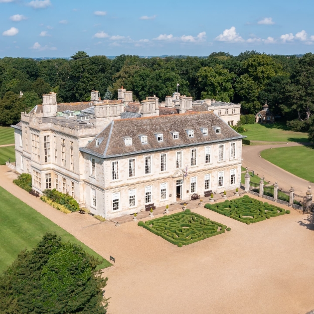 Stapleford Park grand mansion house in grounds with maze