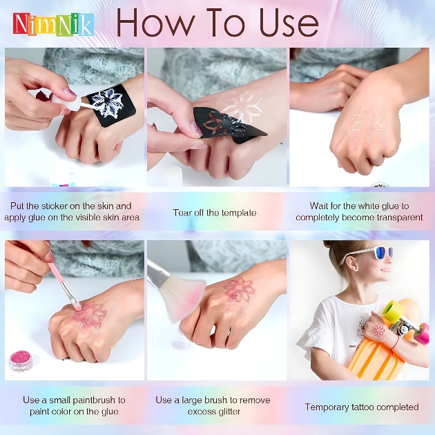 hot to apply instructions for glitter tattoo 