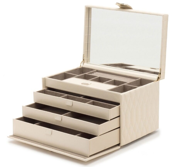 large cream jewellery box open