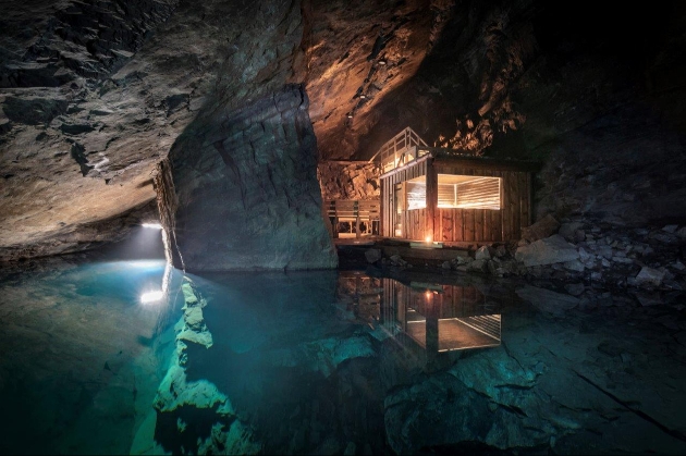 A sauna inside a cave