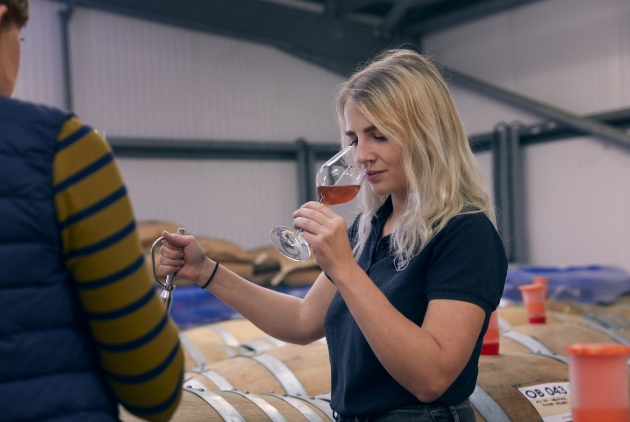Mary Bridges tasing wine