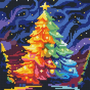 christmas tree crystal art canvas