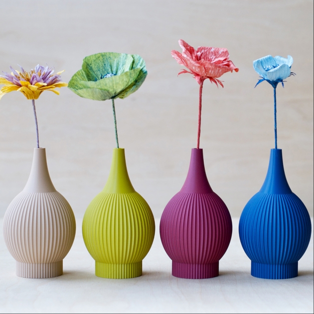 four bright ceramic vases