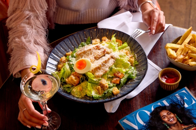 Salad, chips and a cocktail at Richmond Hill Hotel